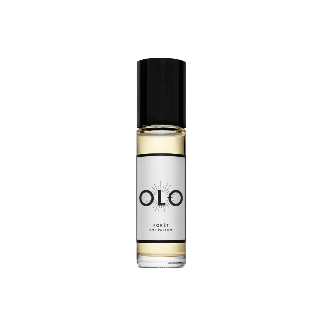 Perfume bottle with 'OLO' label on a white background