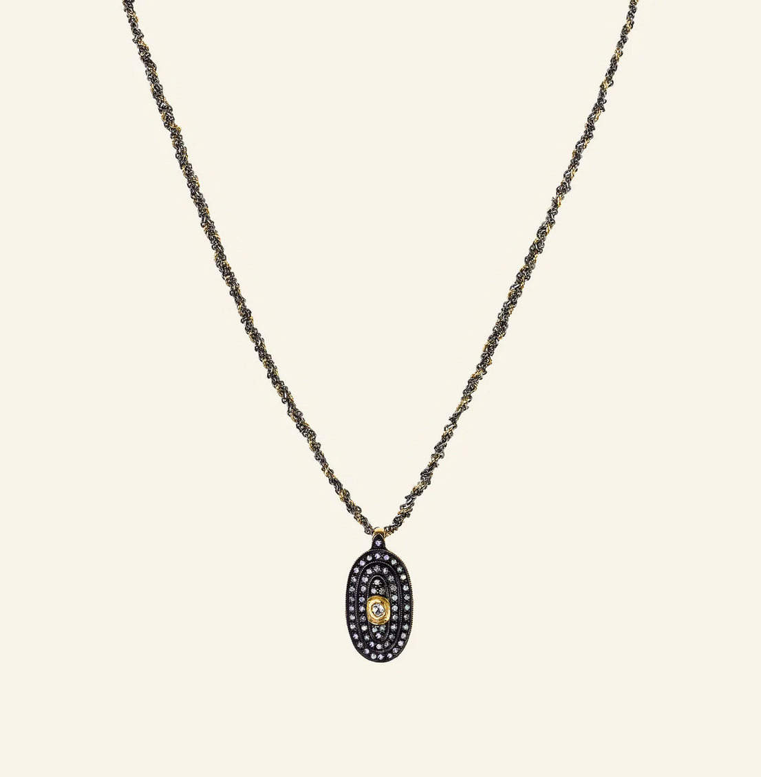 MLC Oxidized Ruthenium Medallion Necklace