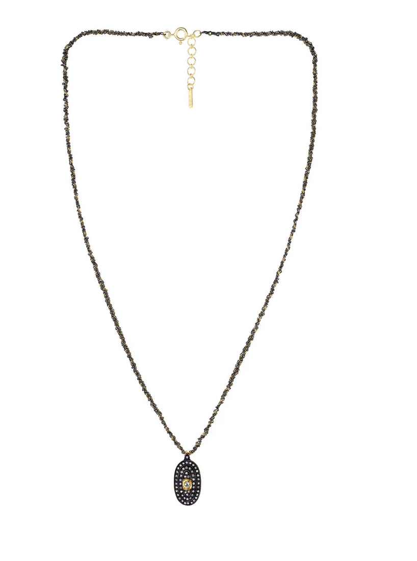 MLC Oxidized Ruthenium Medallion Necklace