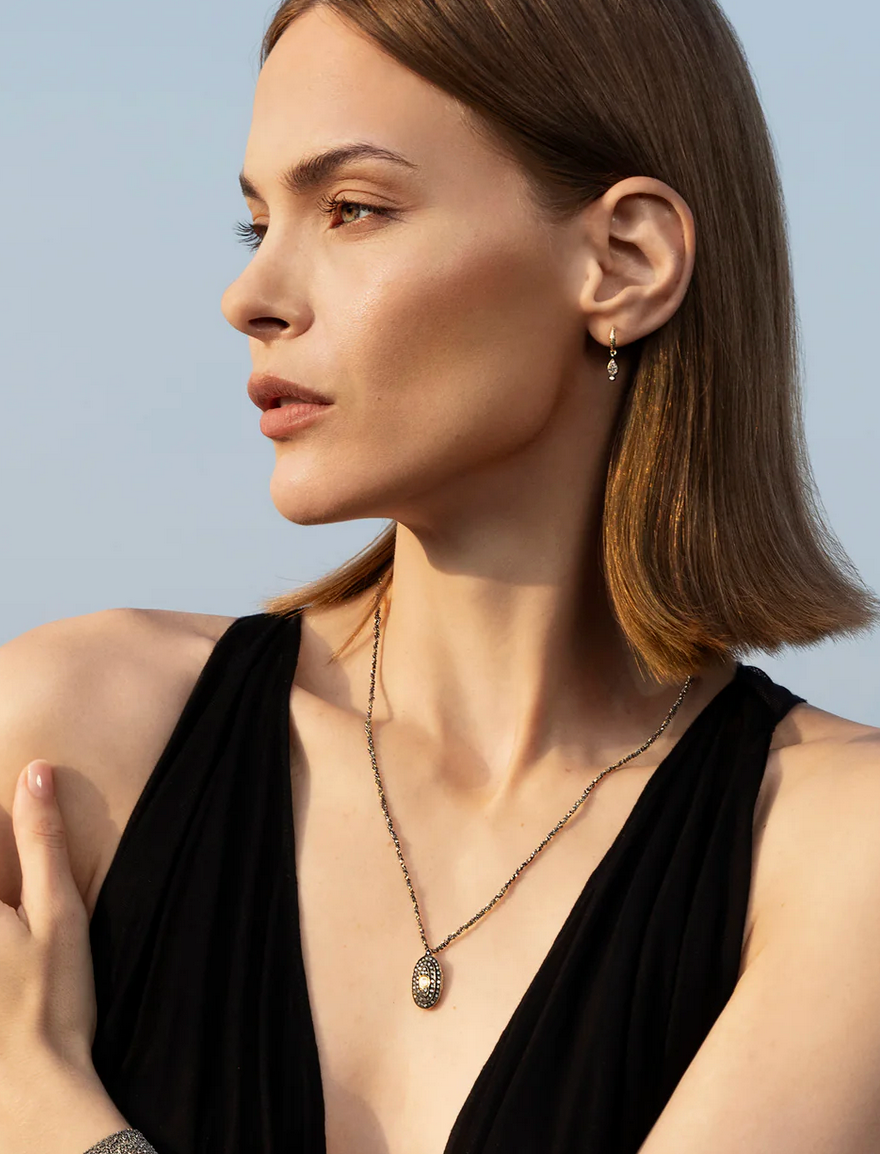 MLC Oxidized Ruthenium Medallion Necklace