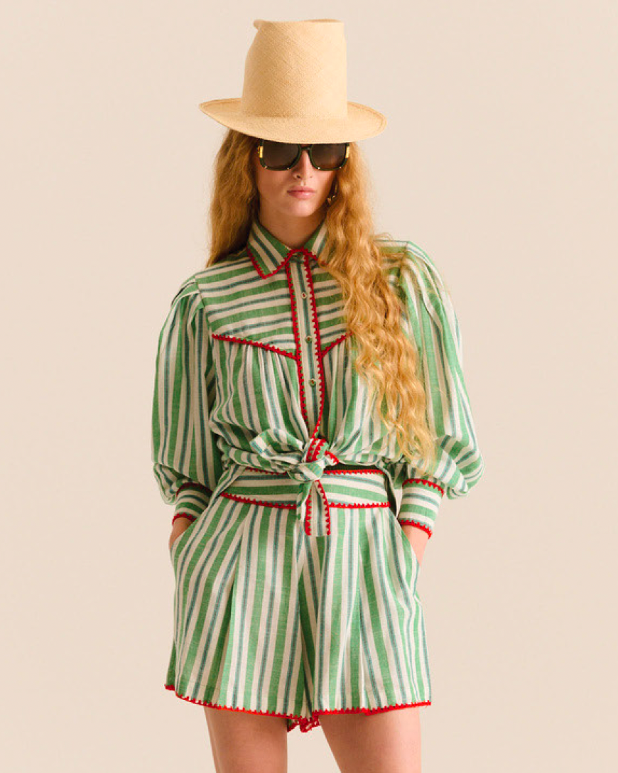 Carolina K Luna Shirt Green Stripe