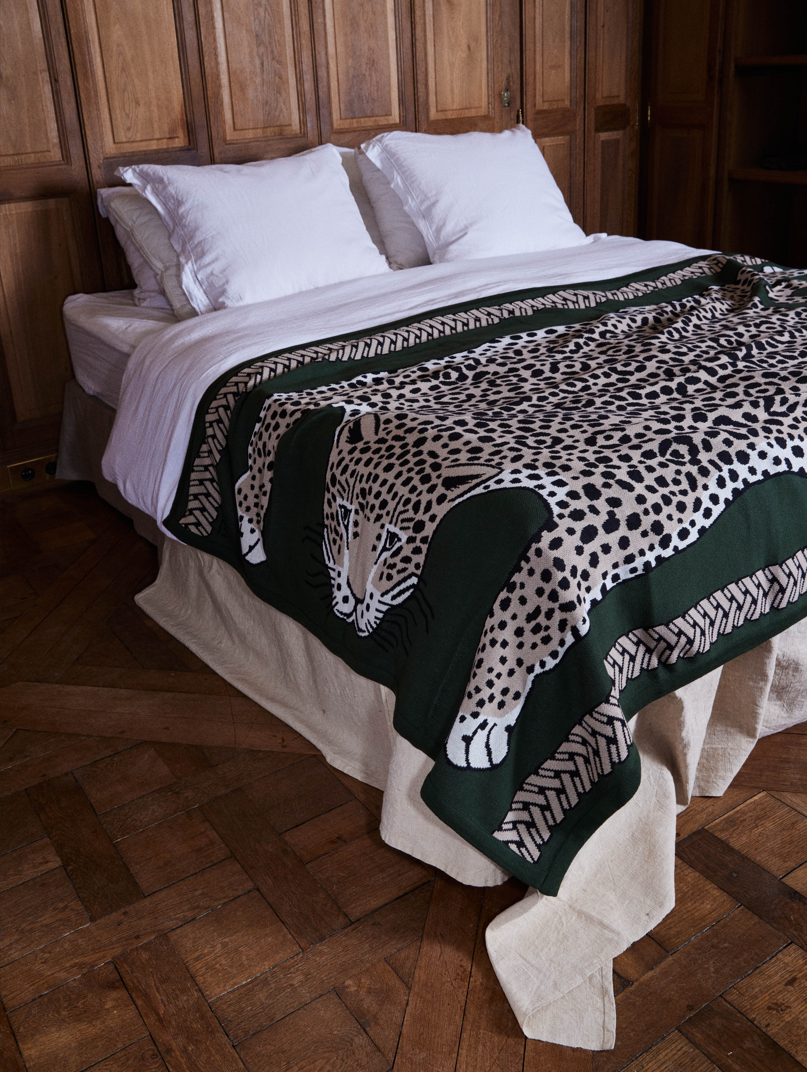 Inoui Editions Leopard Throw in Khaki