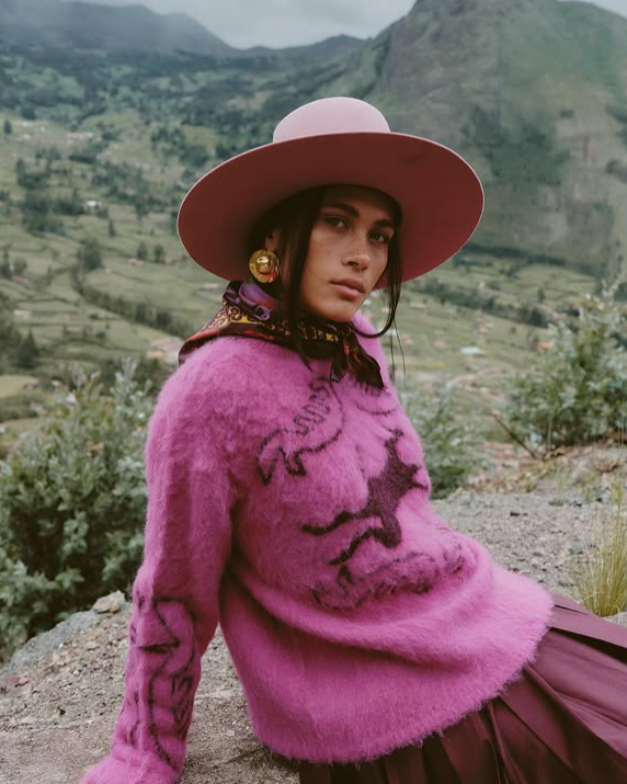 Carolina K Folklore Sweater in Fuscia Bordeaux