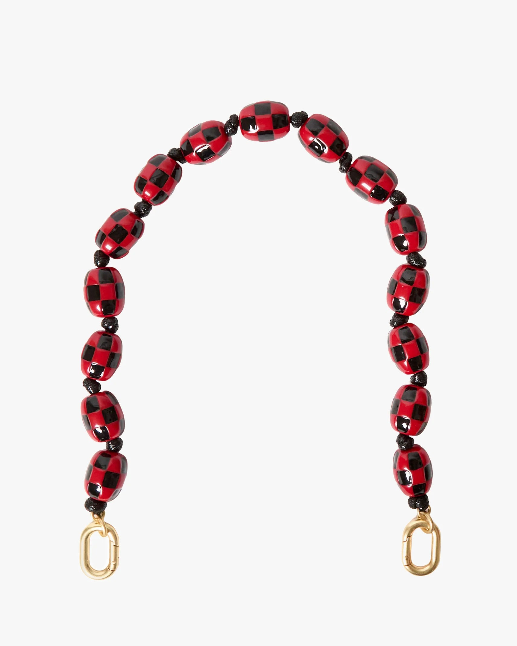 Clare V. Shortie Strap Checker in Black/Red