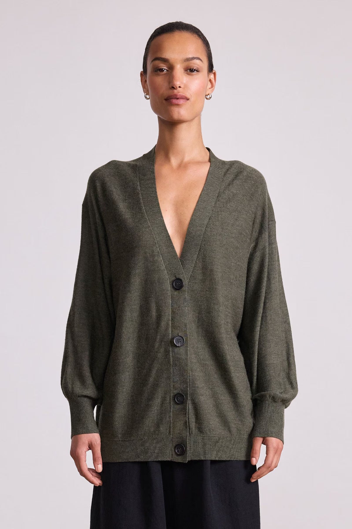 Apiece Apart Drippy Tissue Cardigan in Olive