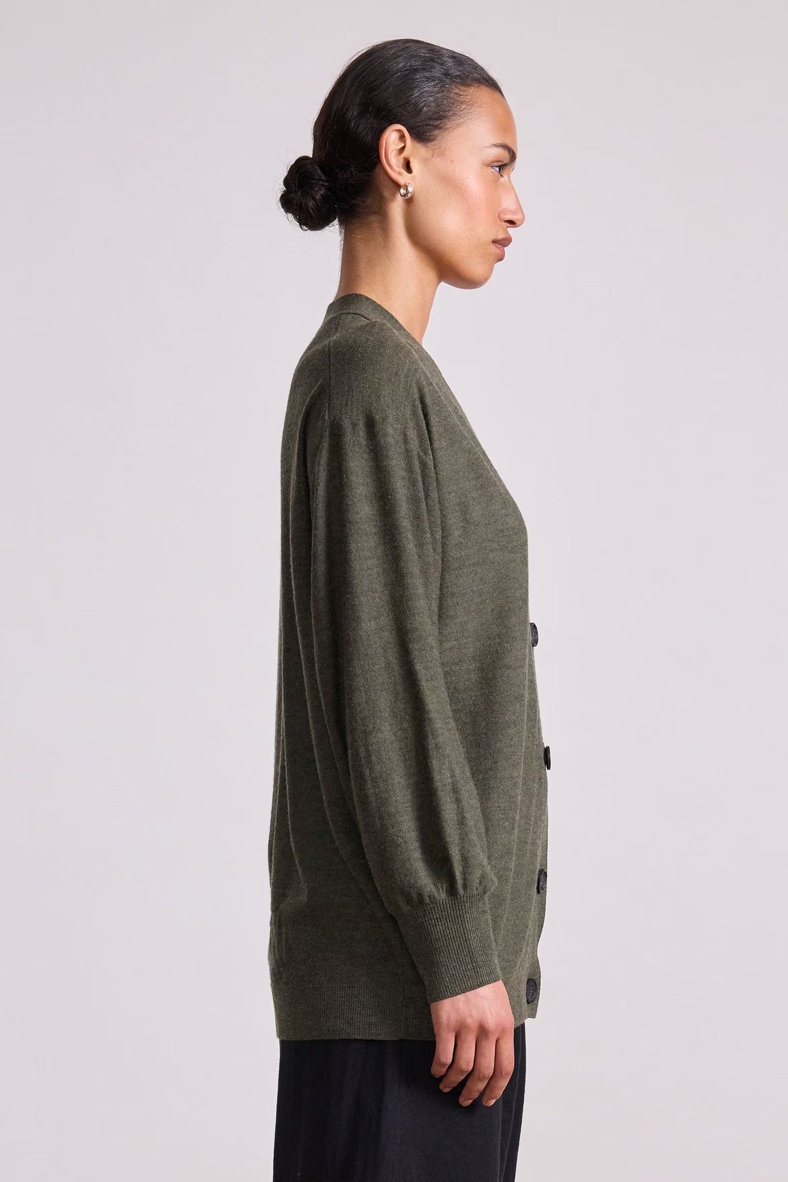 Apiece Apart Drippy Tissue Cardigan in Olive