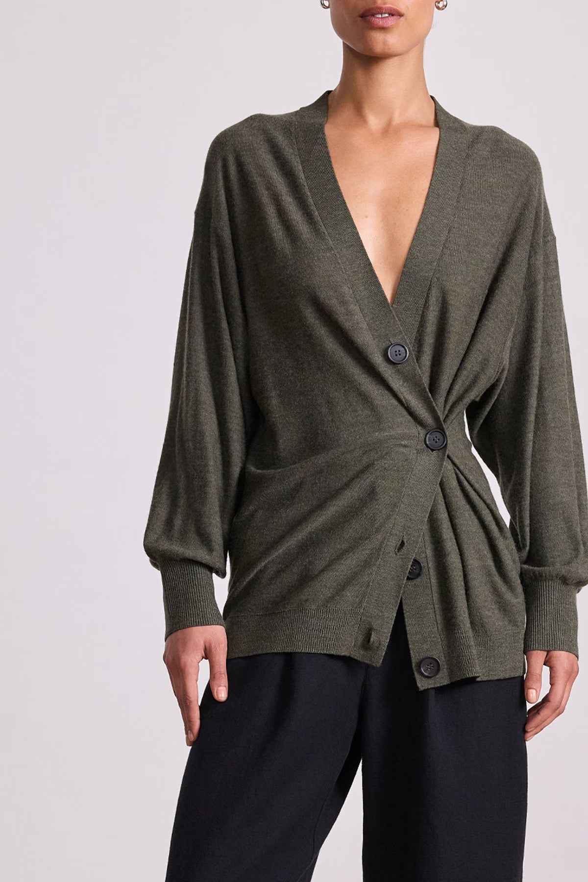 Apiece Apart Drippy Tissue Cardigan in Olive