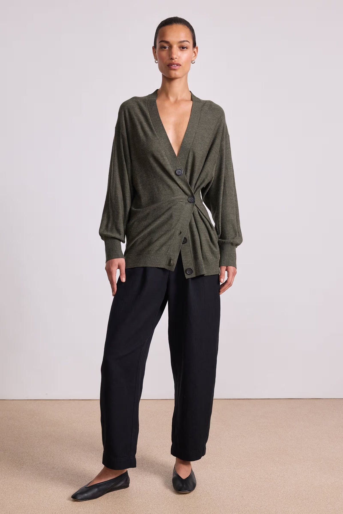Apiece Apart Drippy Tissue Cardigan in Olive