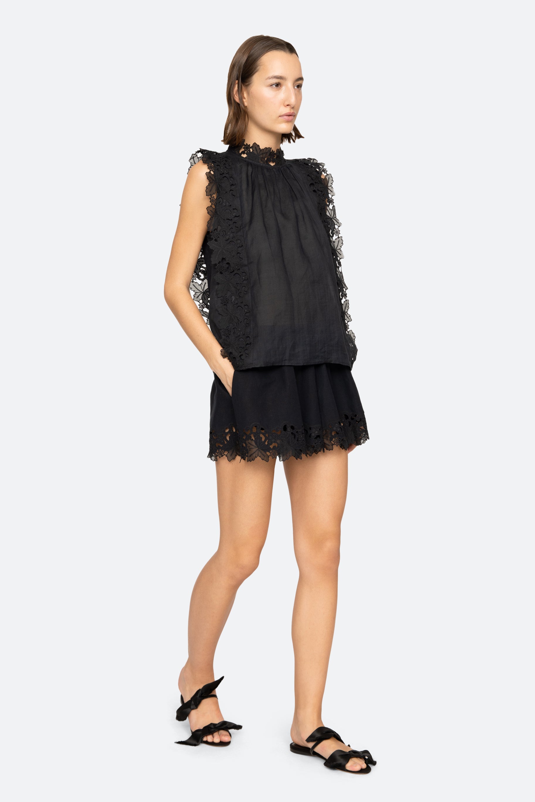 Sea New York Eleannora Embroidered Top in Black