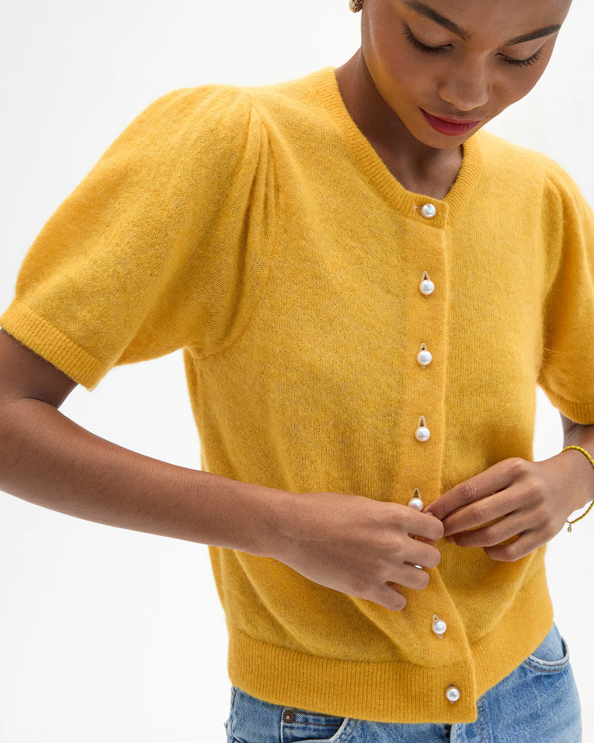 Clare V. Stella Cardigan in Marigold