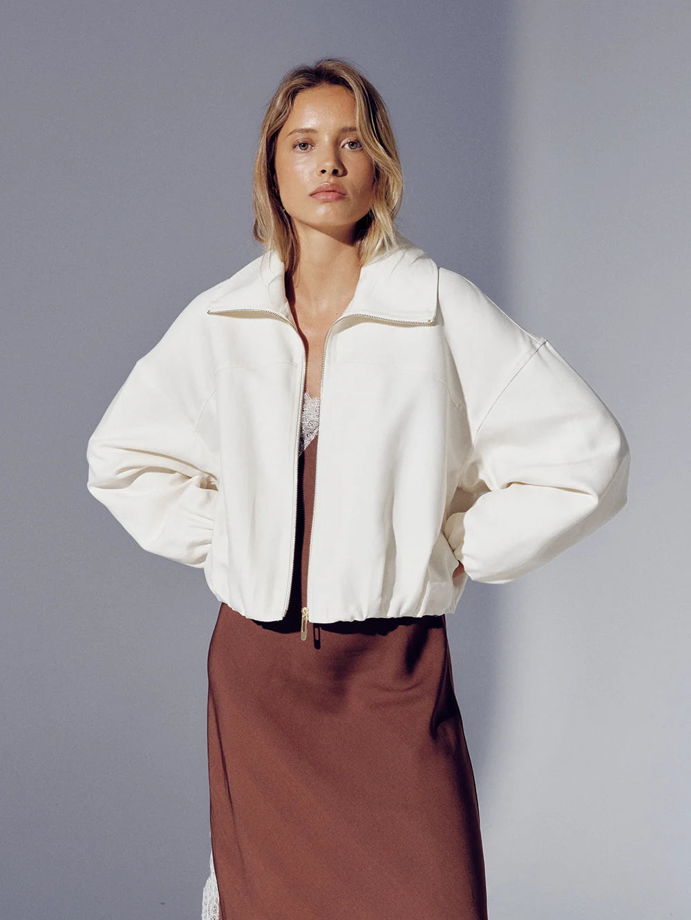 Kivari Cass Cropped Jacket in Ivory