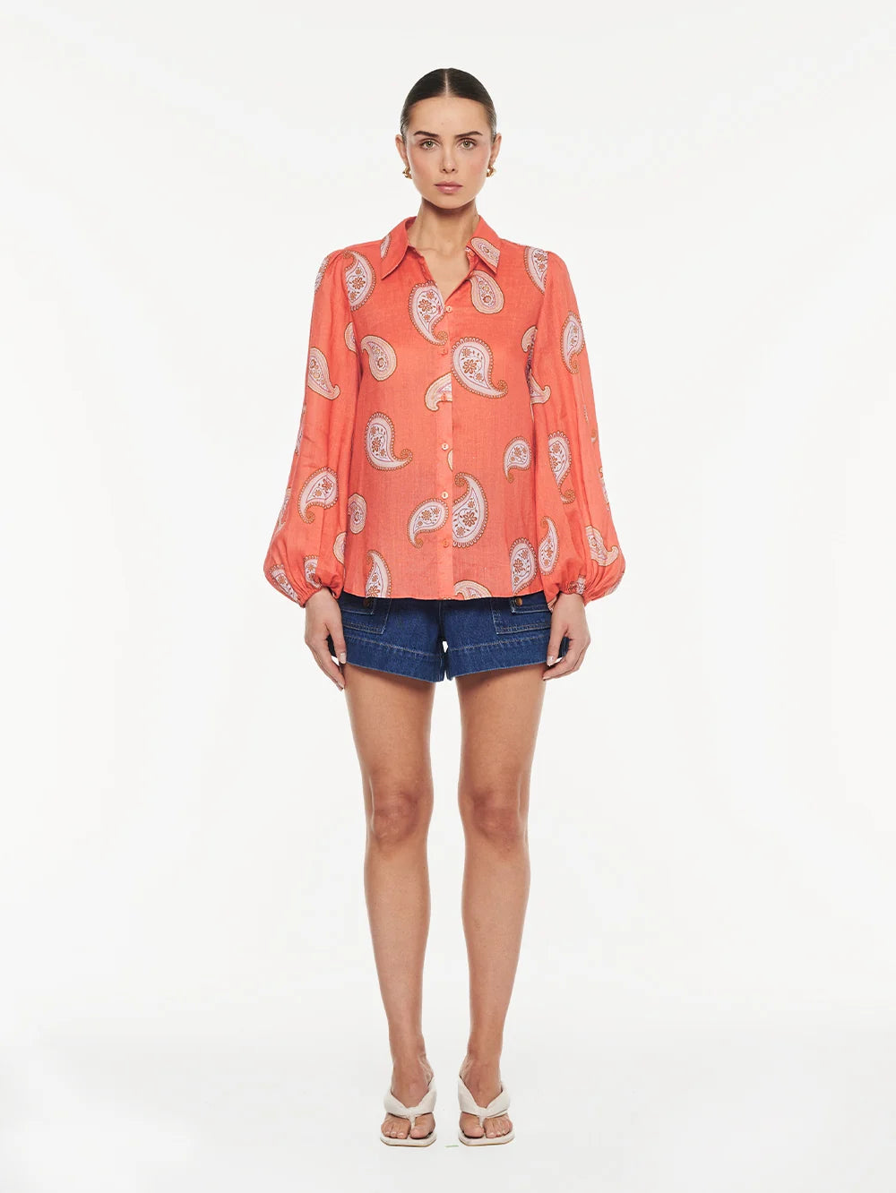 Kivari Ezra Blouse in Coral