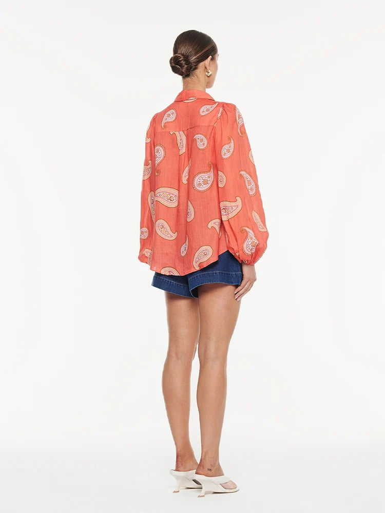 Kivari Ezra Blouse in Coral