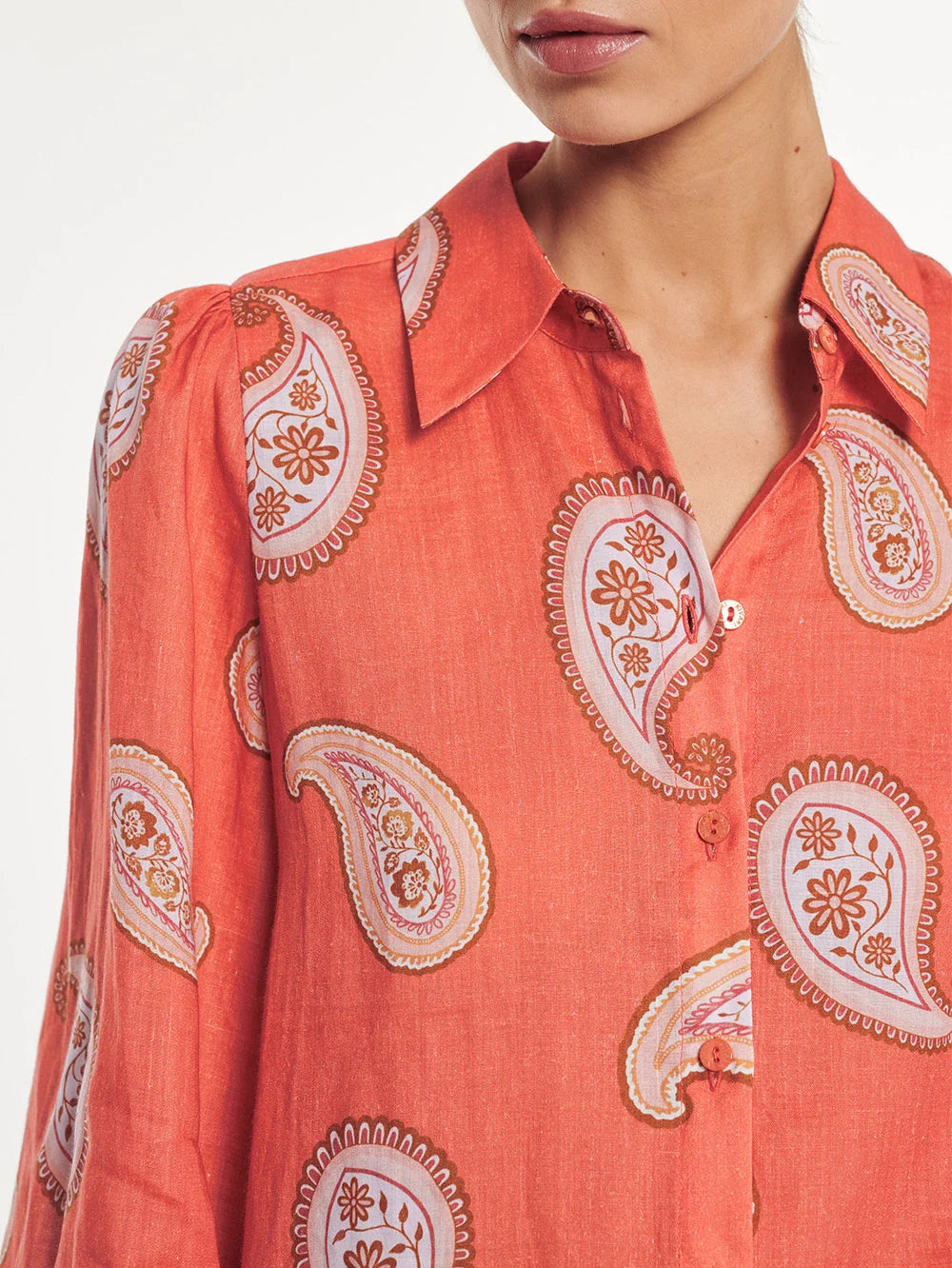 Kivari Ezra Blouse in Coral