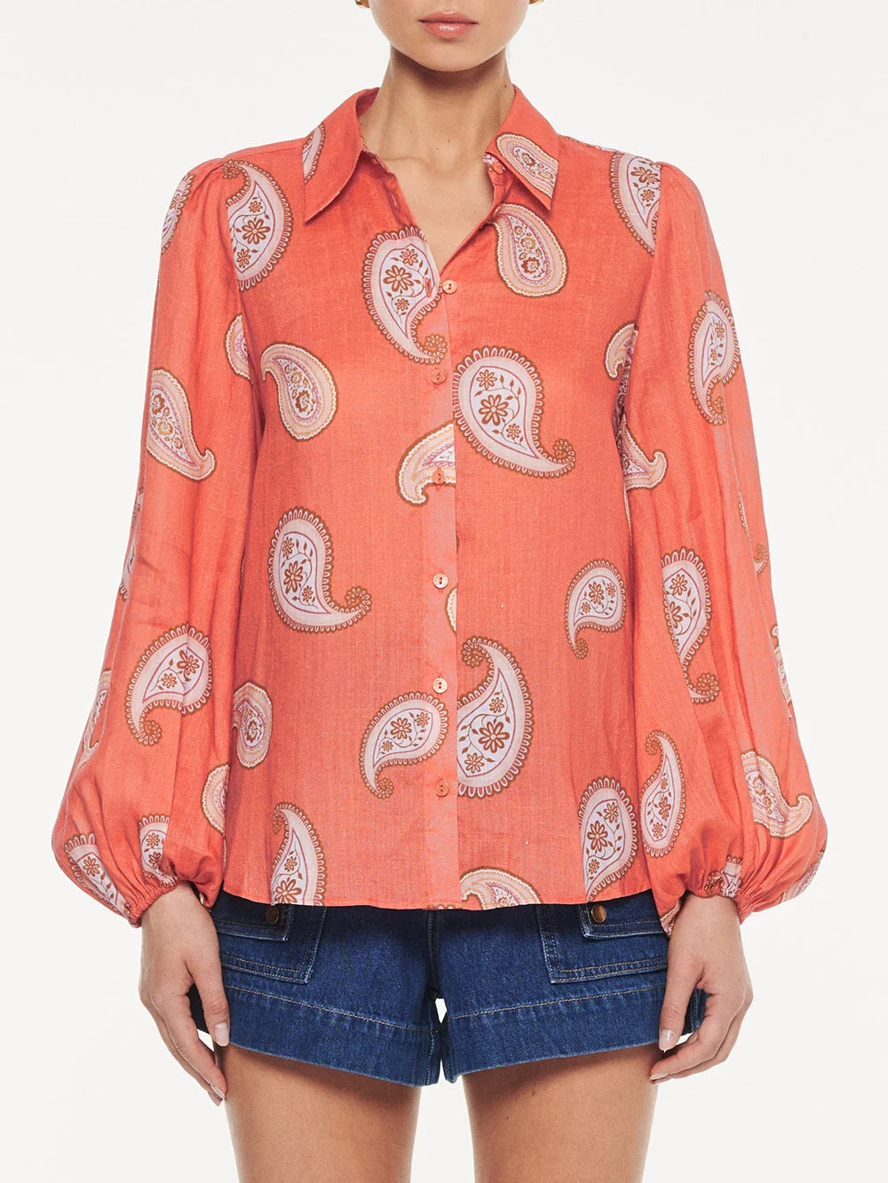 Kivari Ezra Blouse in Coral