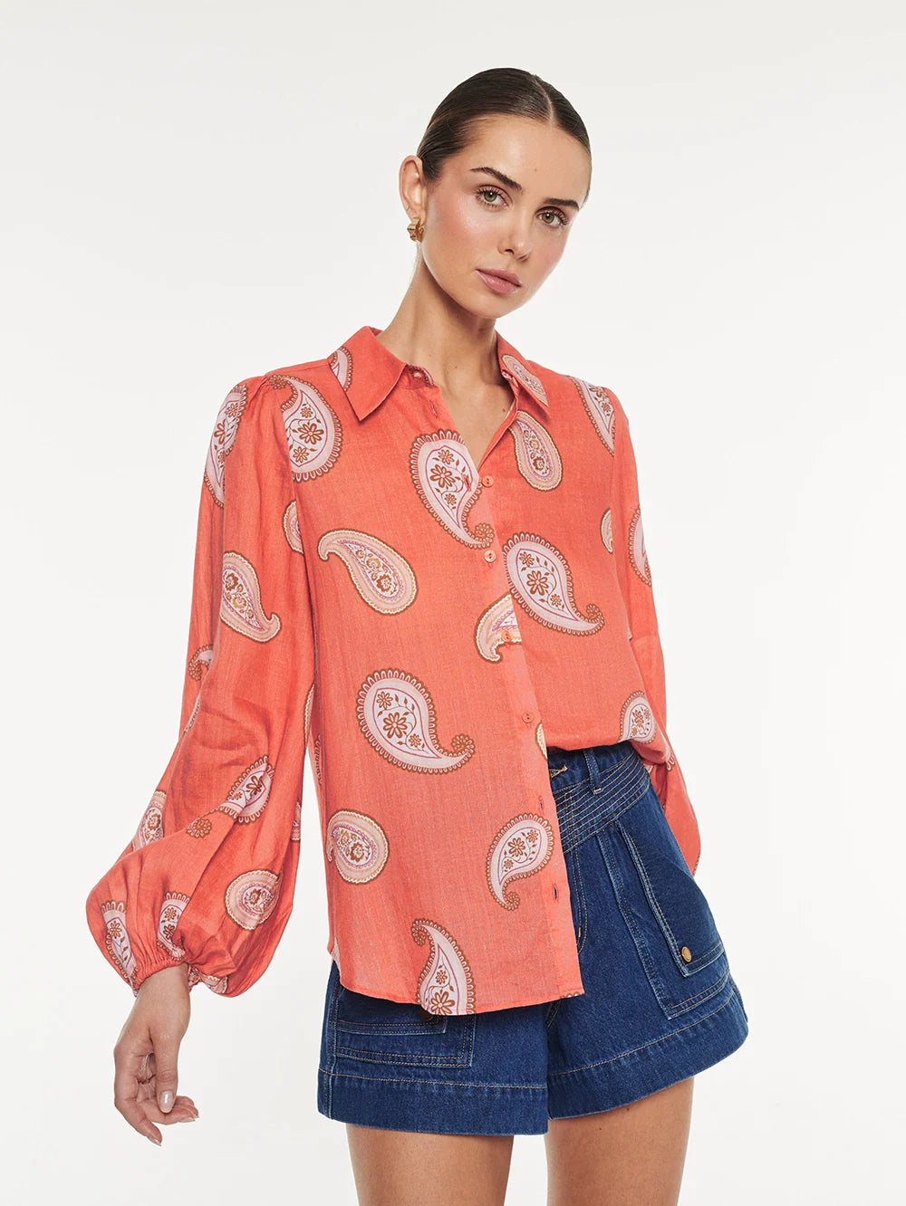 Kivari Ezra Blouse in Coral