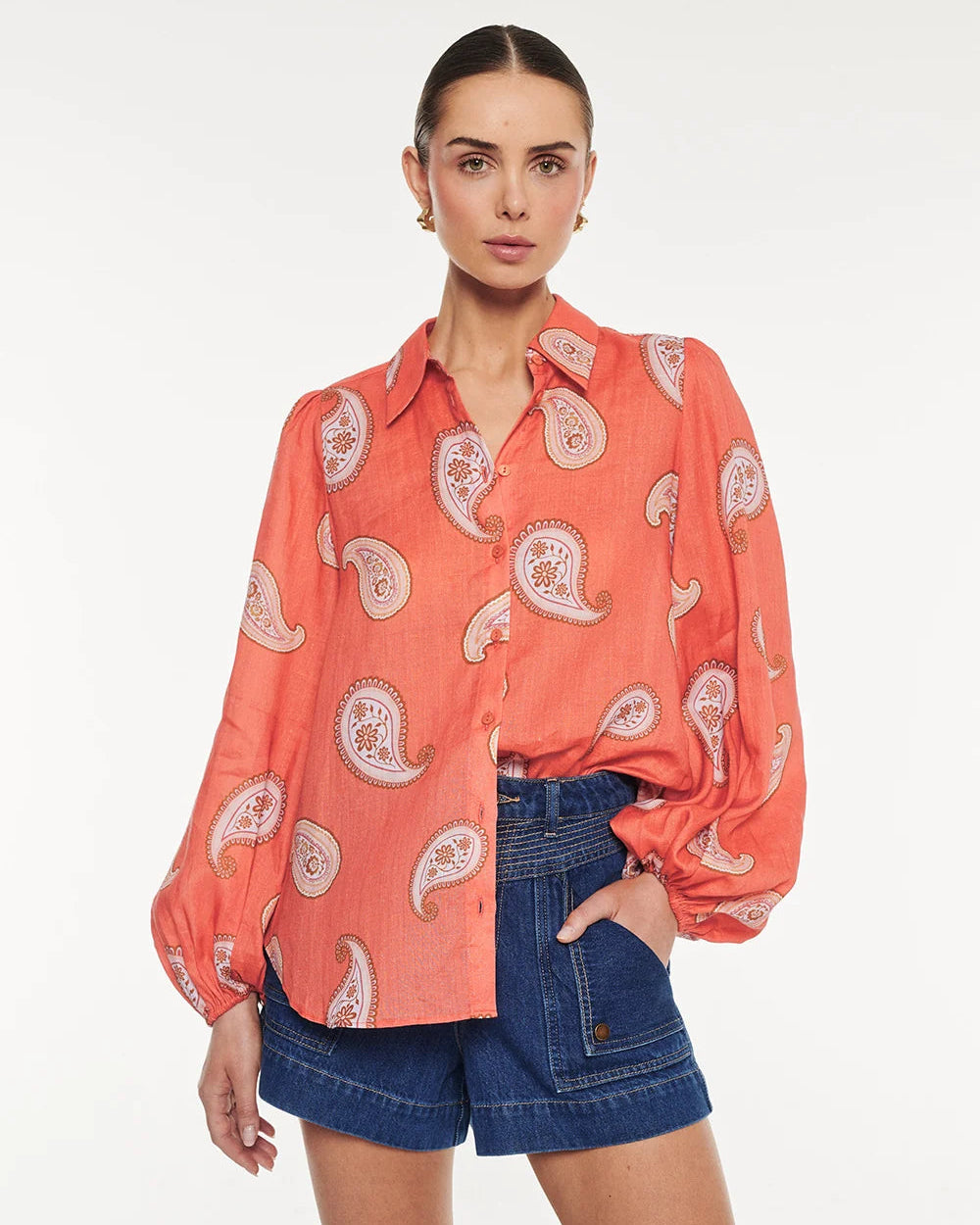 Kivari Ezra Blouse in Coral