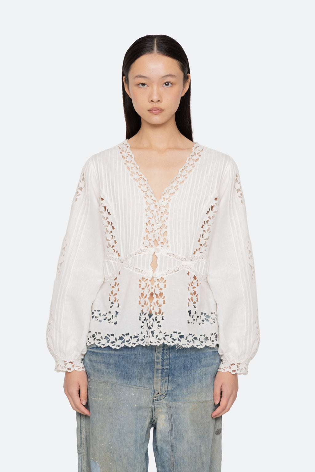 Sea New York Sofia Embroidery Long-Sleeve Blouse