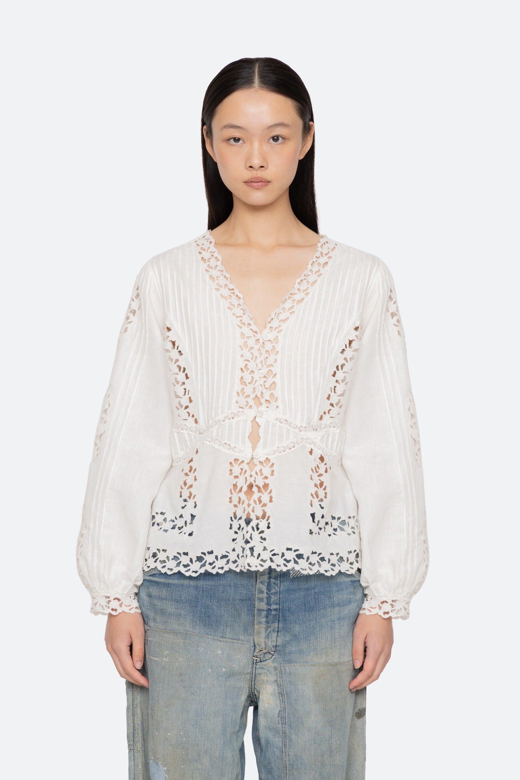 Sea New York Sofia Embroidery Long-Sleeve Blouse
