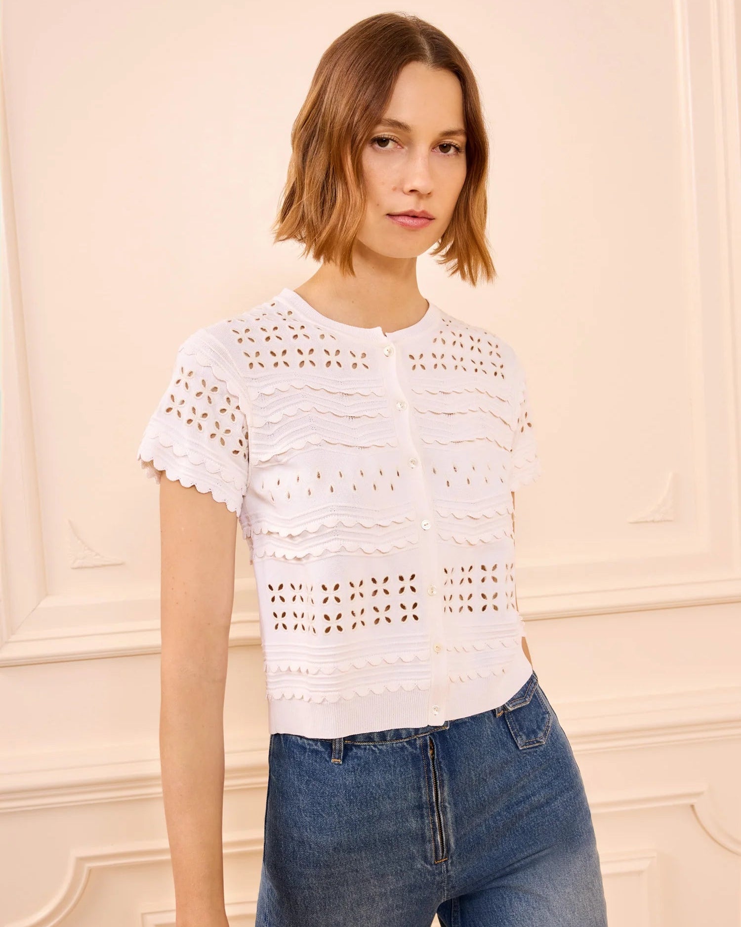 Ulla Johnson Abriana Eyelet Knit Cardigan