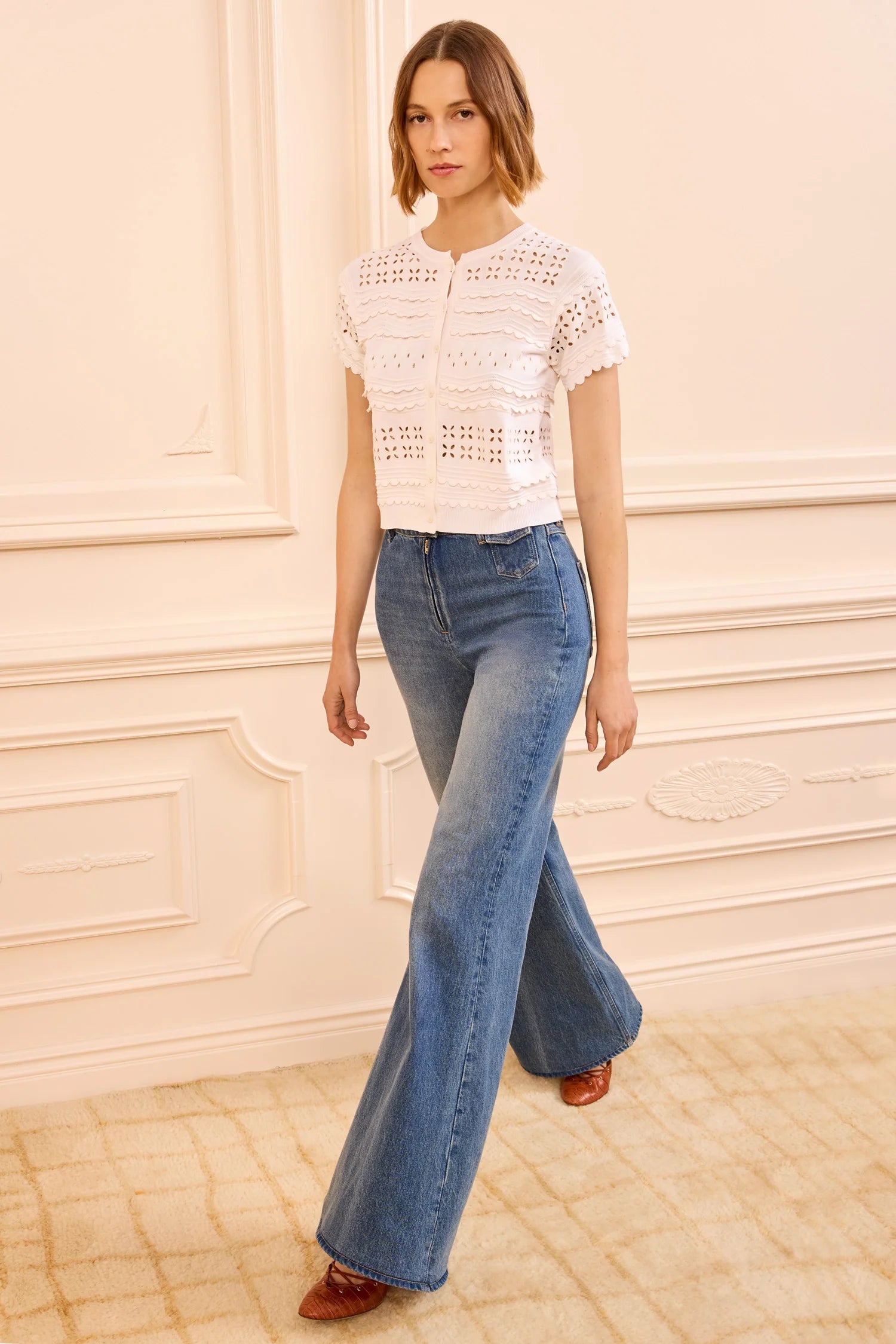 Ulla Johnson Abriana Eyelet Knit Cardigan