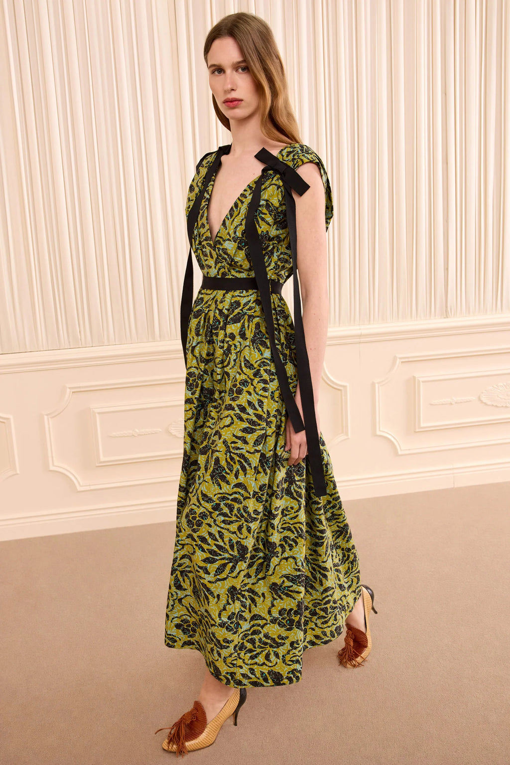 Ulla Johnson Karina Bow Dress in Chartreuse