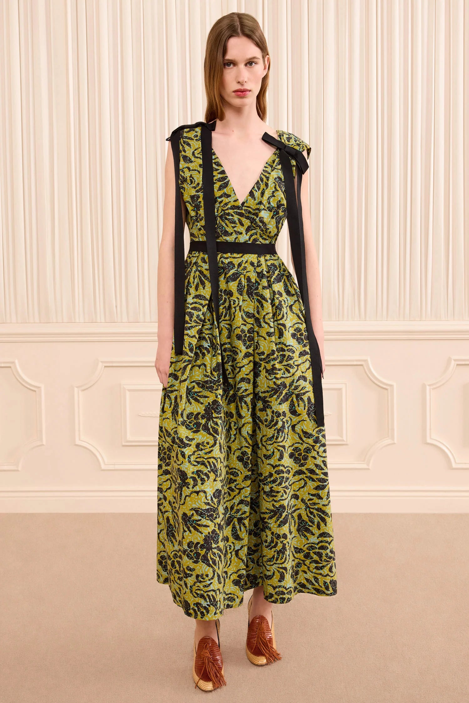 Ulla Johnson Karina Bow Dress in Chartreuse