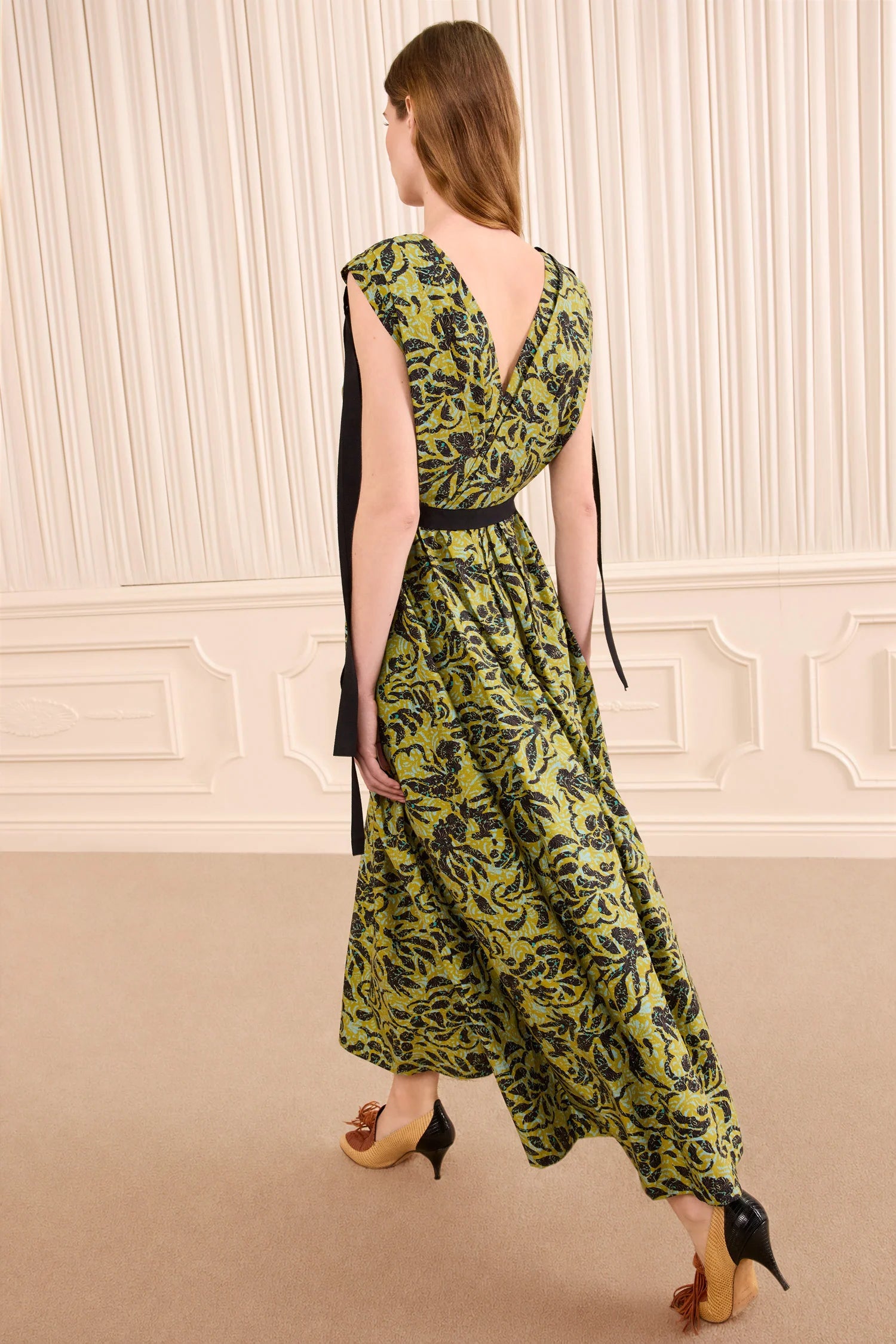Ulla Johnson Karina Bow Dress in Chartreuse