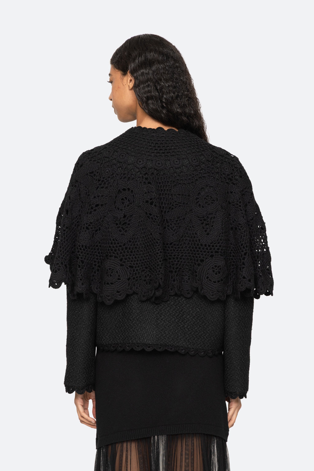 Sea New York Wright Knit Cape Jacket in Black