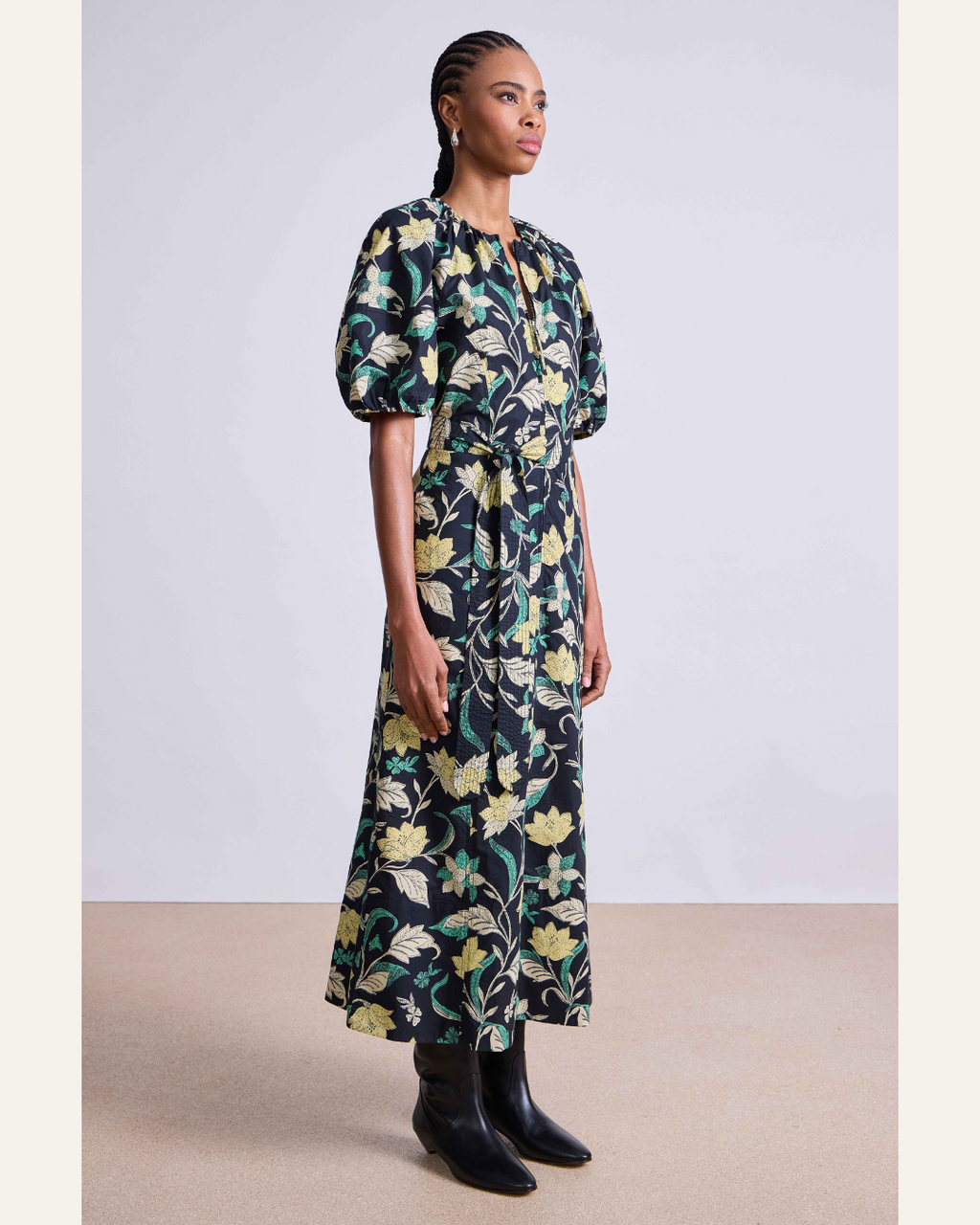 Apiece Apart Neli Maxi Dress – 100% Regenerative Cotton in Essa Floral Citron