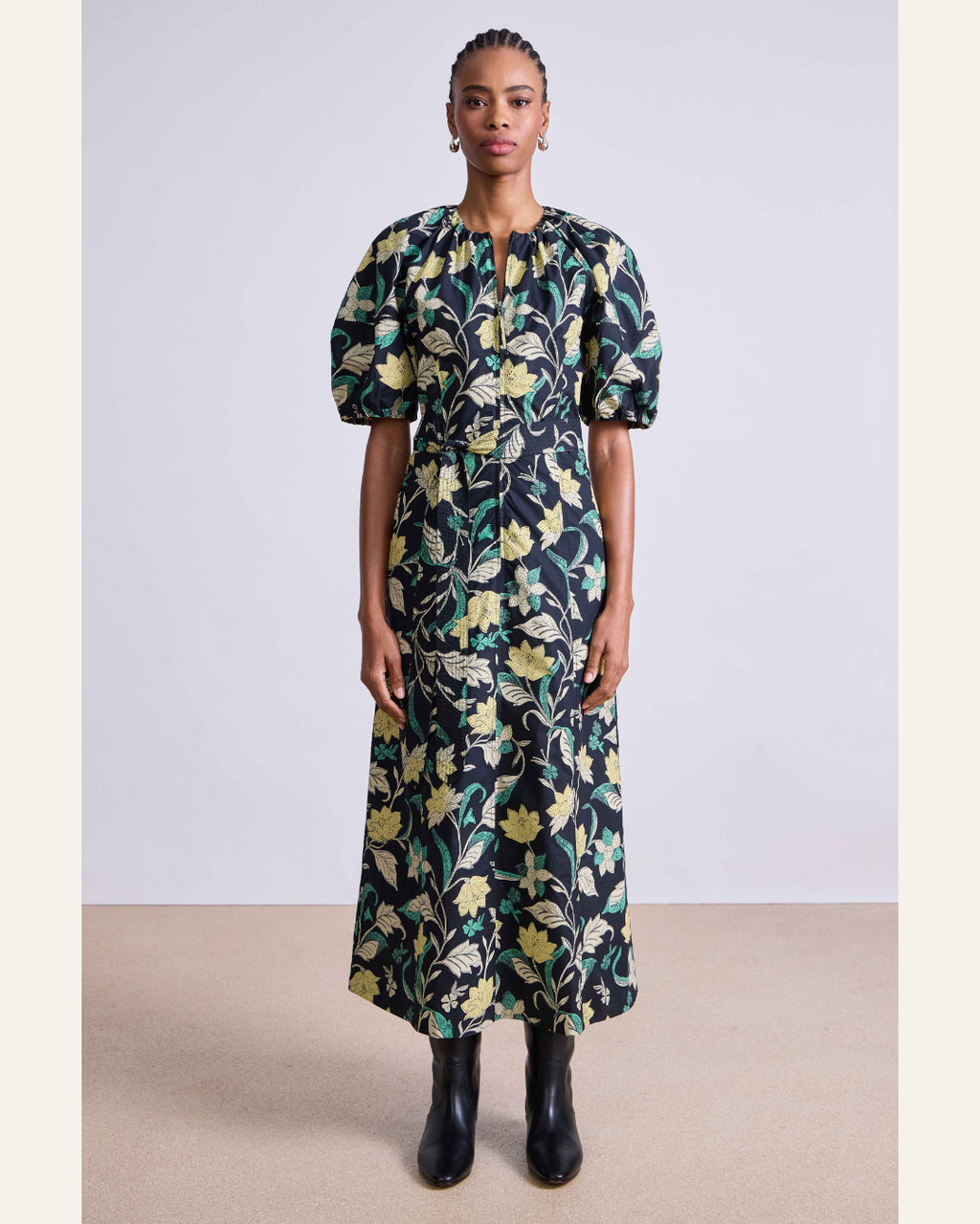 Apiece Apart Neli Maxi Dress – 100% Regenerative Cotton in Essa Floral Citron