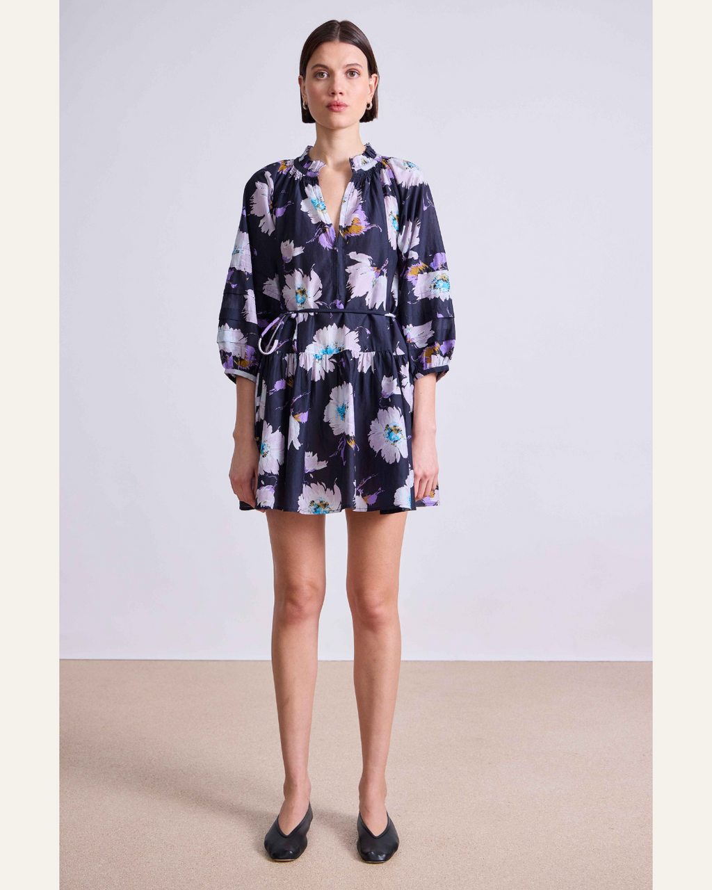 Apiece Apart Trinidad Mini Dress in Senna Floral Navy