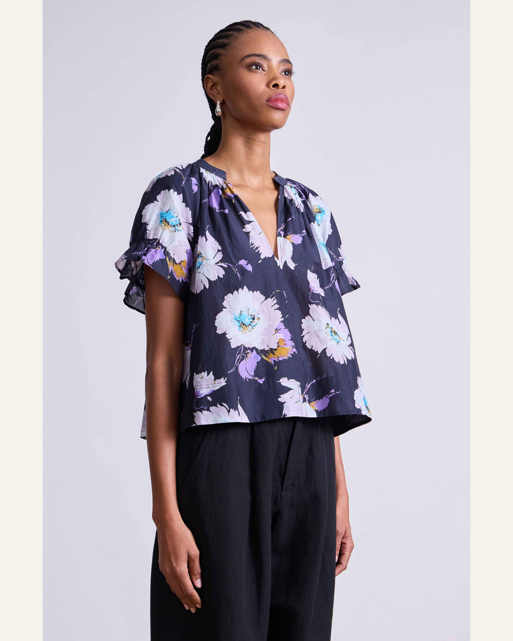 Apiece Apart Lo Capo Top in Senna Floral Navy