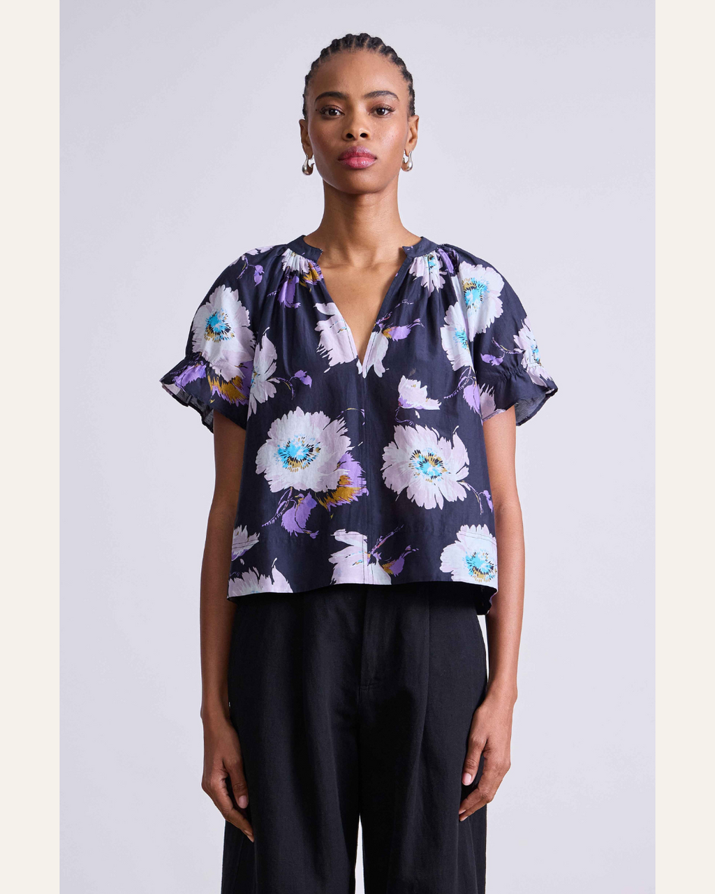 Apiece Apart Lo Capo Top in Senna Floral Navy