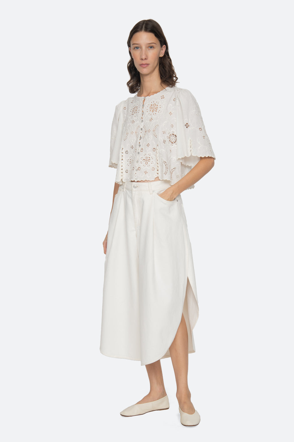 Sea New York Gardener Embroidery Top in White