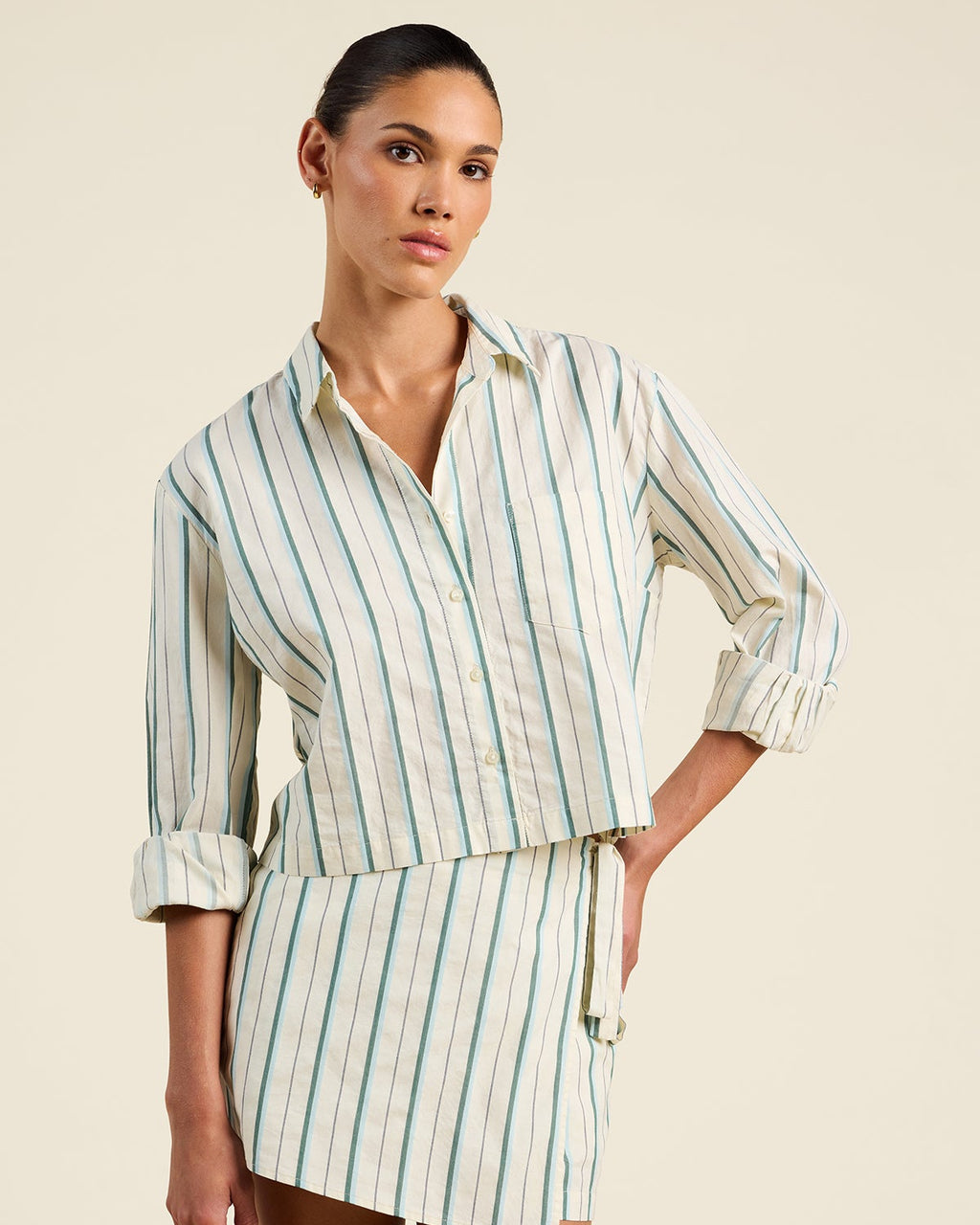 Trovata Nessa Shirt in Verde Stripes