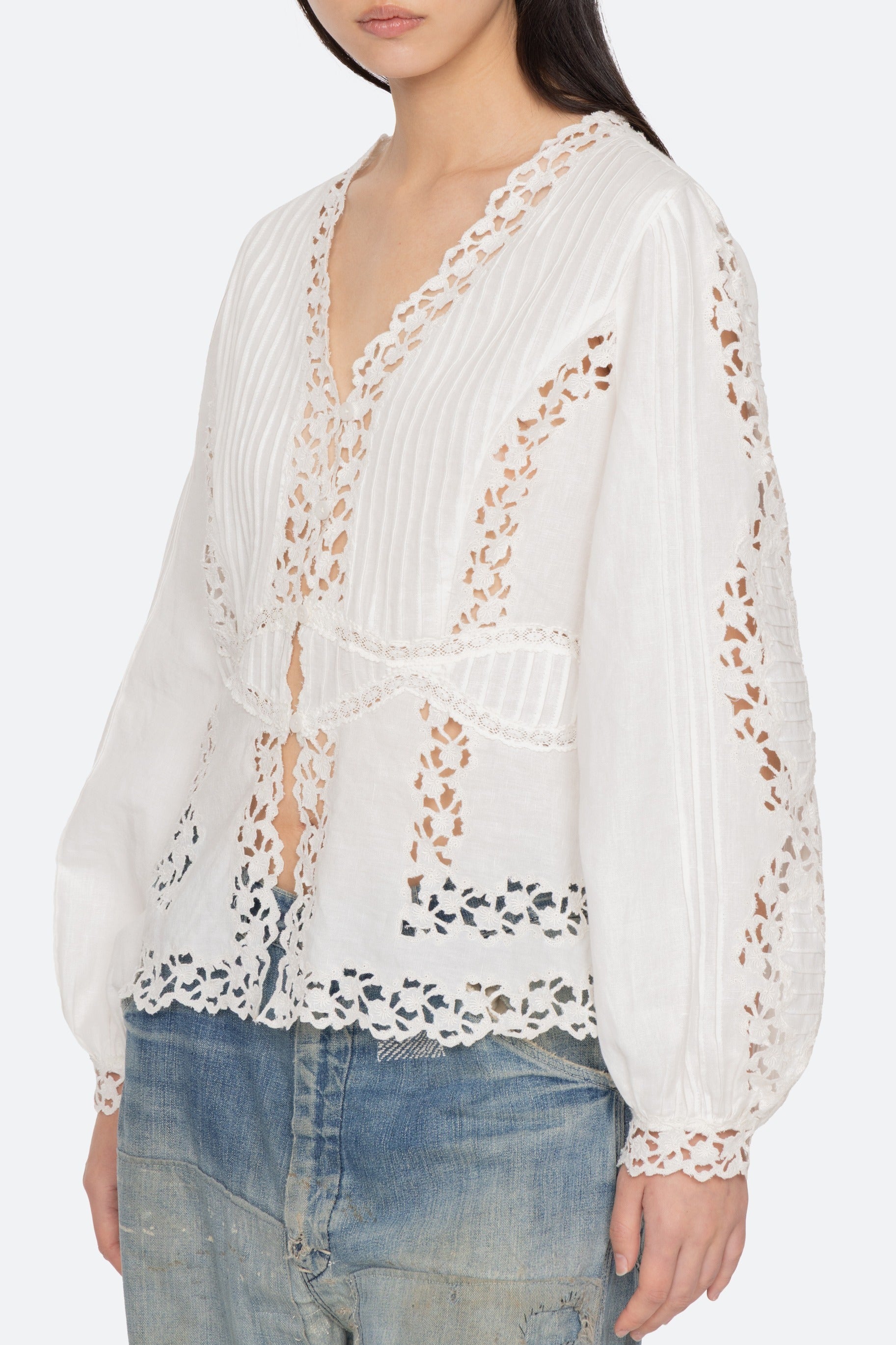 Sea New York Sofia Embroidery Long-Sleeve Blouse