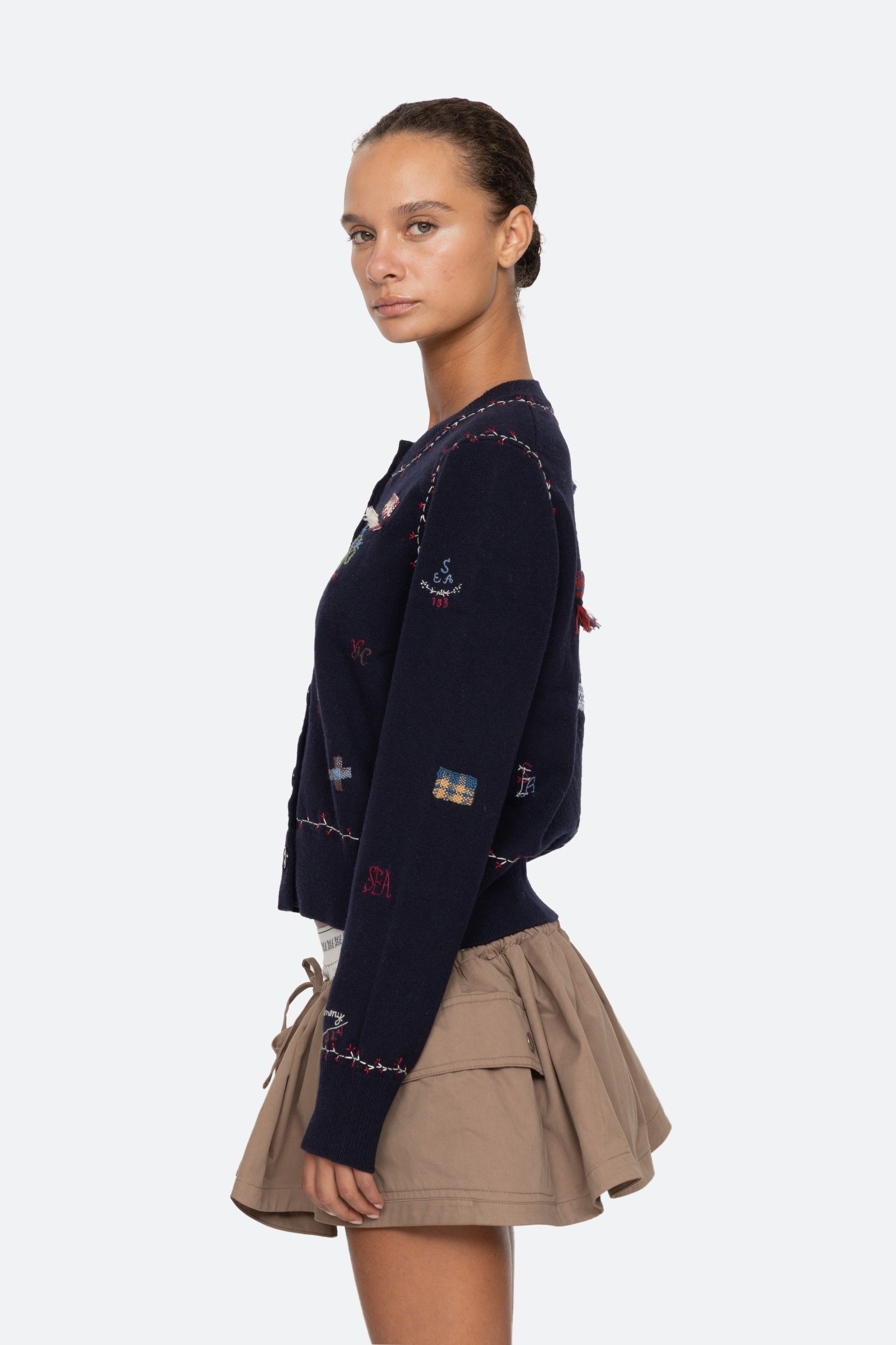 Sea New York Claira Embroidered Knit Cardigan