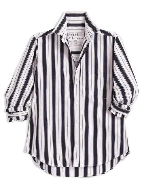 Frank & Eileen Waverly NYC Shirt in Wide Black with Tan Stripe