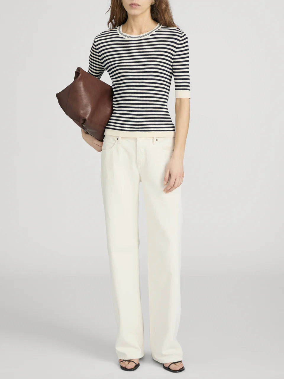 FRAME The Cruise Sweater in Cream Stripe