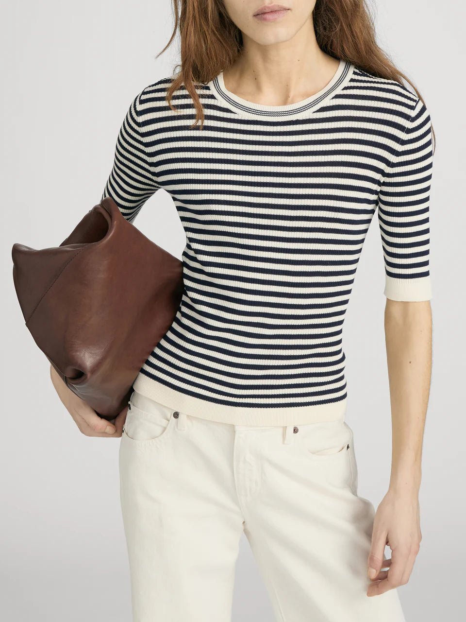 FRAME The Cruise Sweater in Cream Stripe