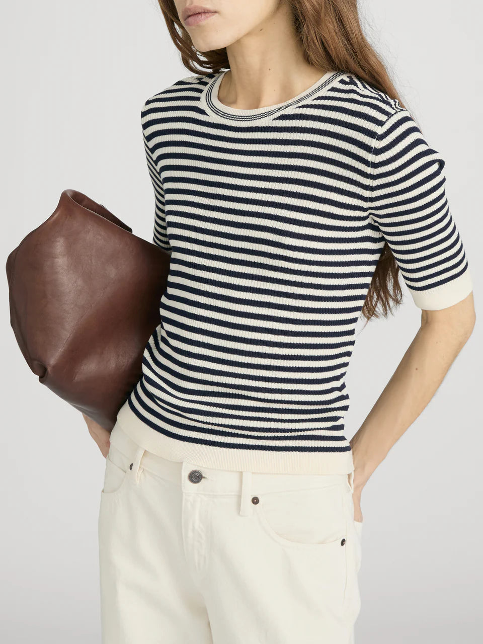 FRAME The Cruise Sweater in Cream Stripe