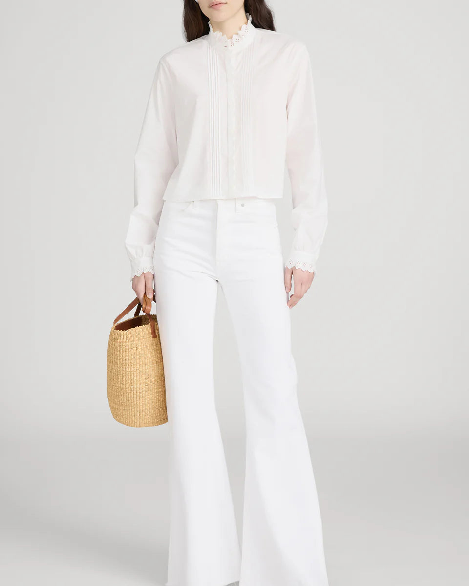 FRAME The Lax in White Raw Fray