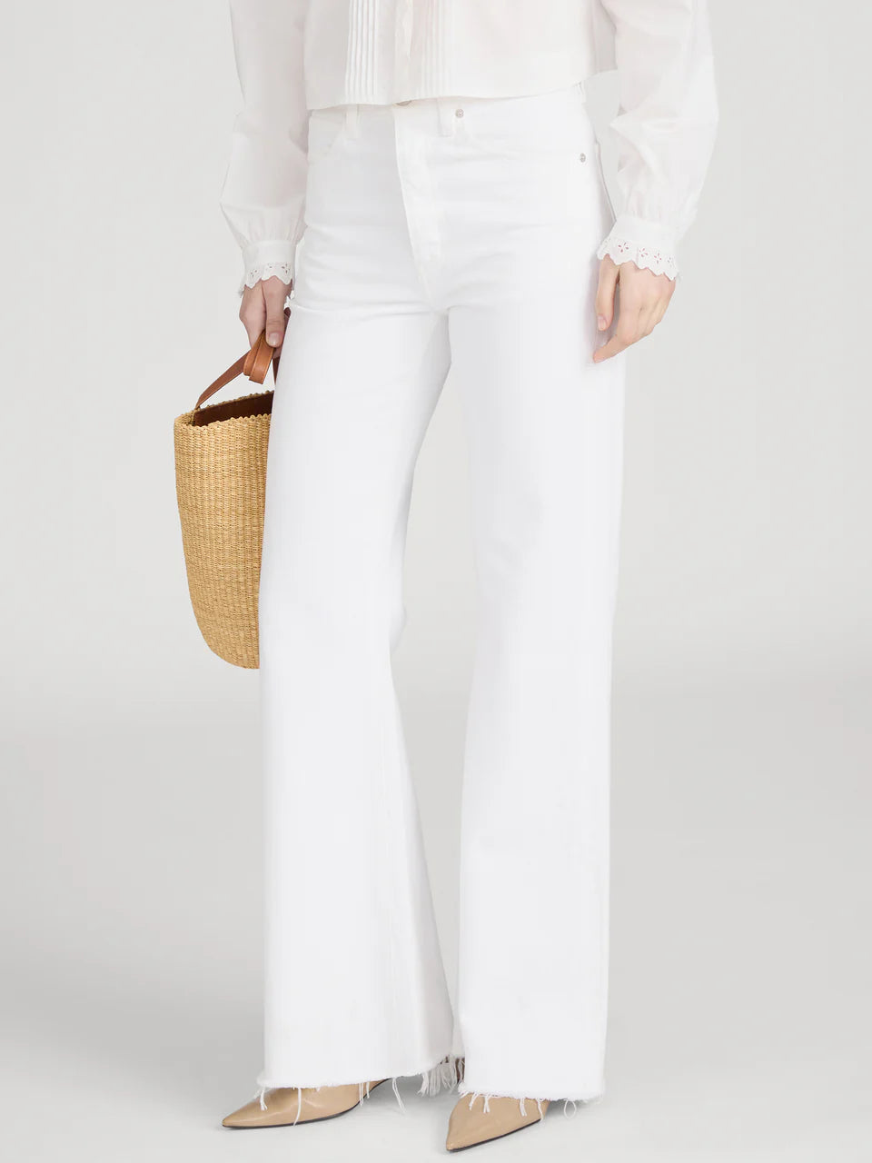 FRAME The Lax in White Raw Fray