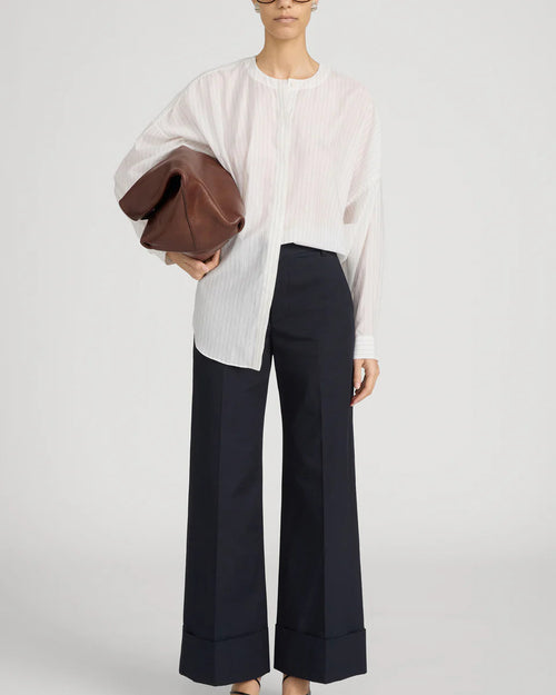 FRAME The Slim Palazzo Trouser Cuffed in Navy