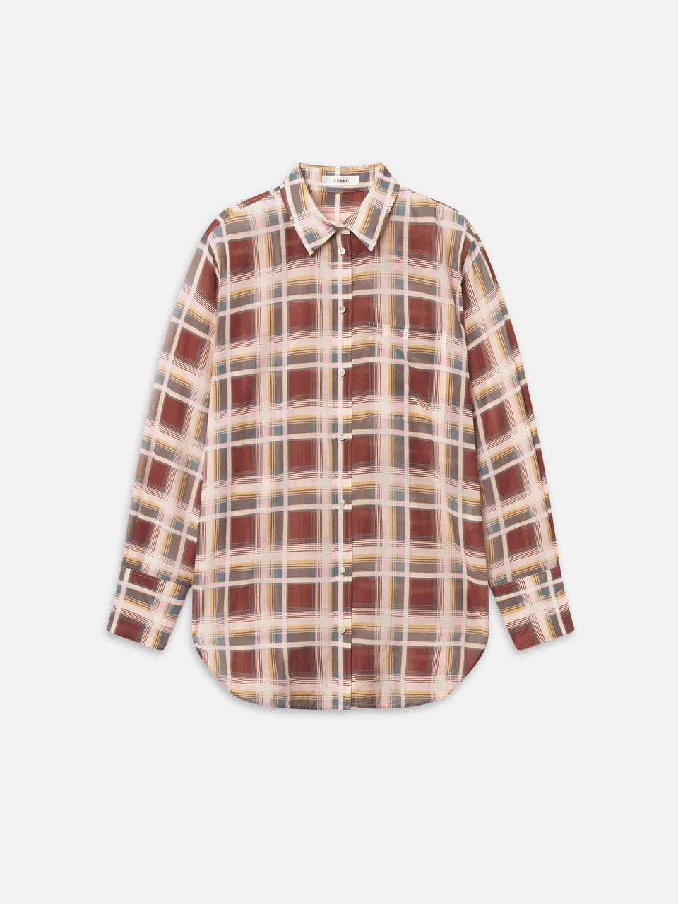 FRAME The Boy Shirt in Silver Peony Plaid