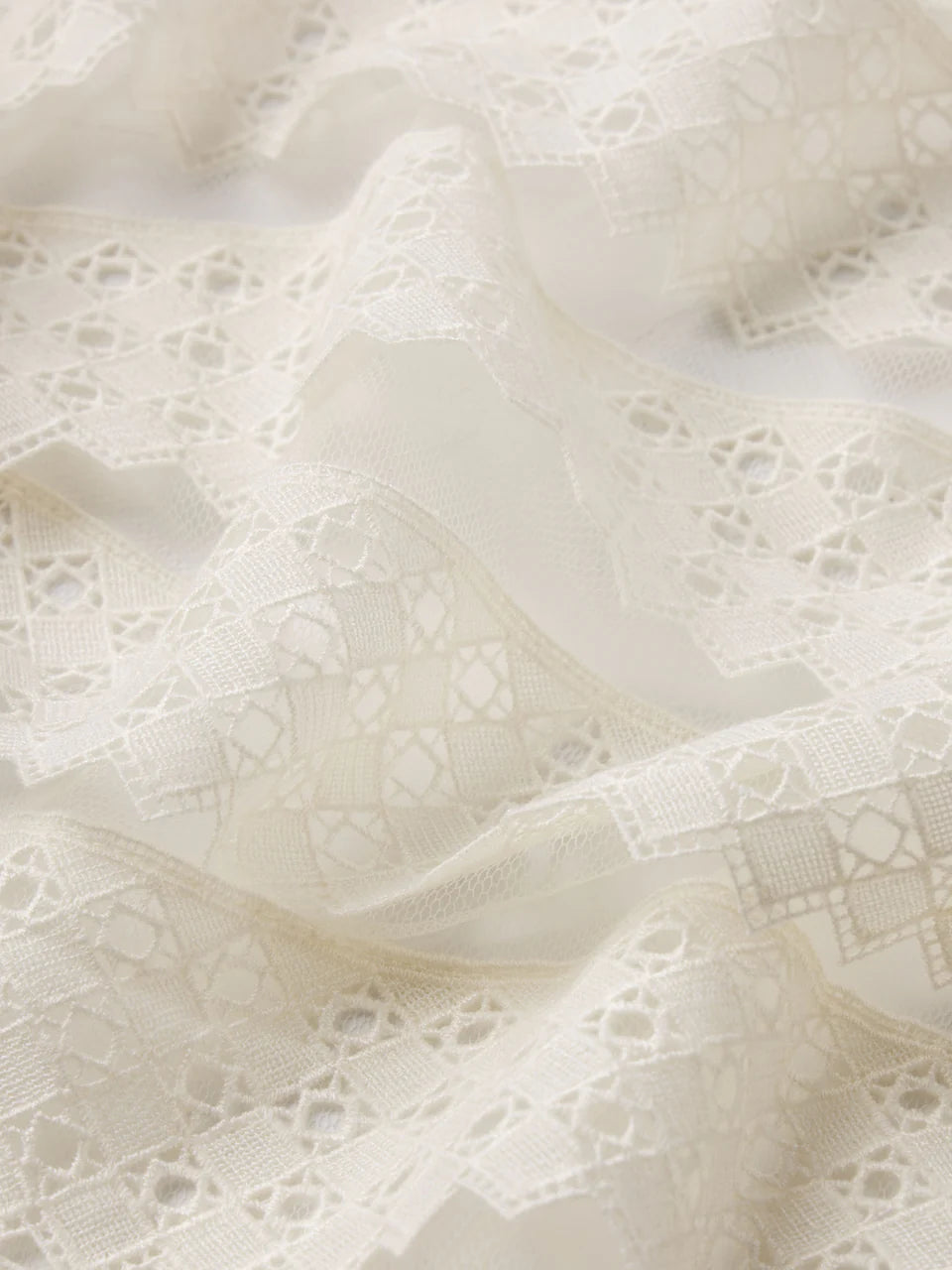 FRAME The Lattice Crochet Blouse in Cream