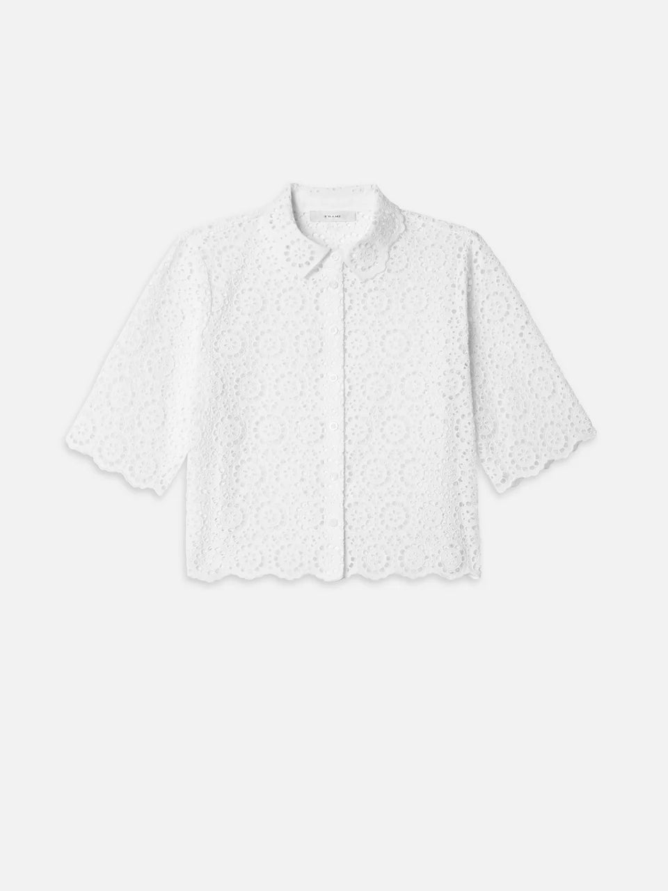 FRAME The Petal Eyelet Shirt in White