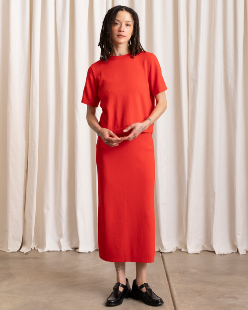 Ali Golden Thick Knit Pencil Skirt