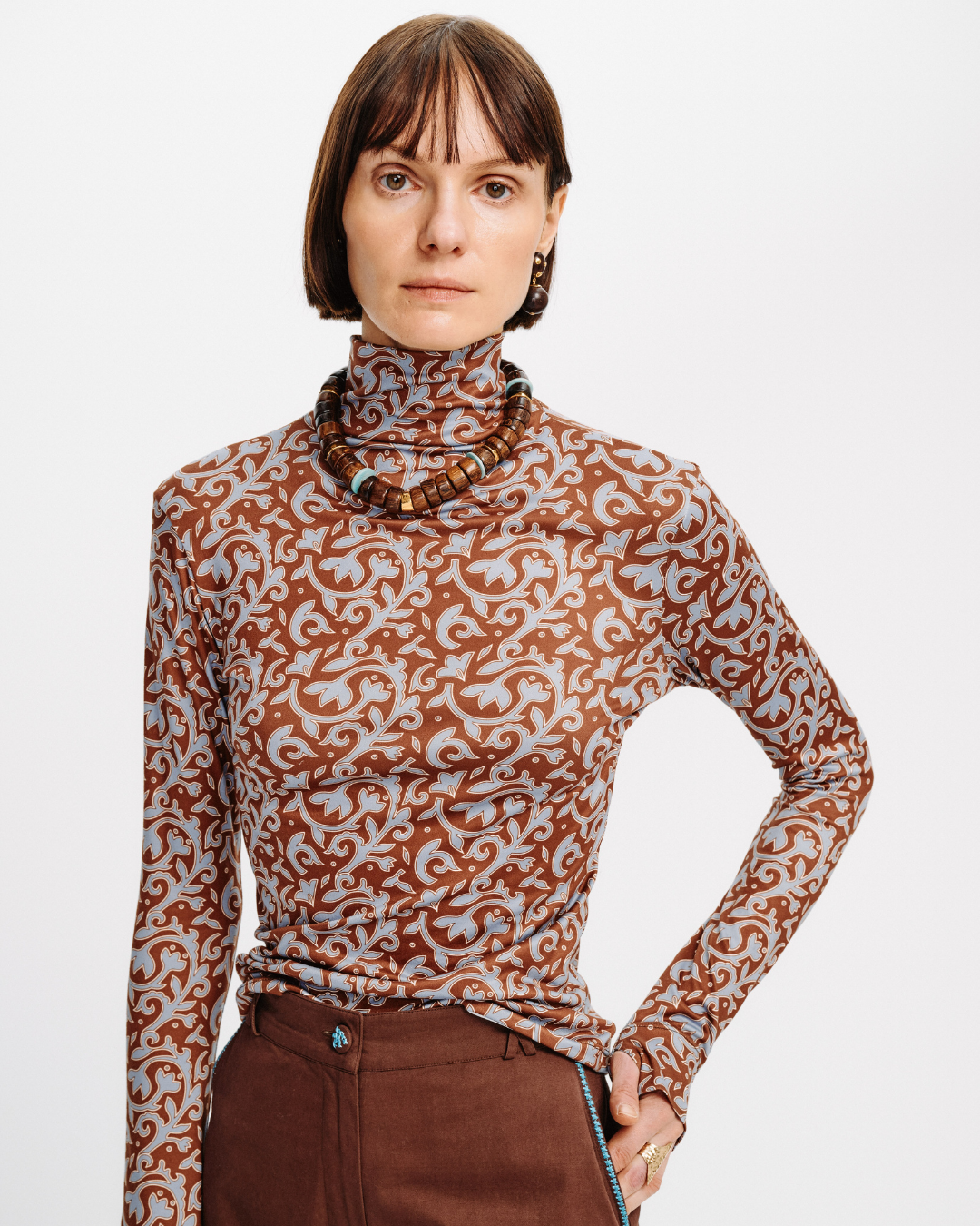 Carolina K Viento Turtleneck in Autumn Vine Blue
